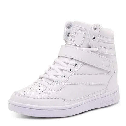 Designer Woman Breathable High Top Black White Boots Women Casual Sport Shoes Platform Hidden Increasing Sneakers Leather Shoe