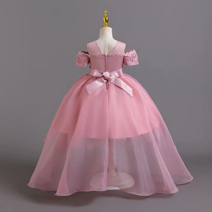 Luxus Perlen Kleider Für Kinder Spitze Schleppende Hochzeit Prinzessin Kleid Für Mädchen Geburtstag Prom Gala Leistung Lange Ballkleid.