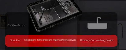 55 cm x 32 cm, 304 Nano-Edelstahl, versteckter Waschbecken-Klapphahn mit großem Einzelschlitz und Abdeckplatte, Bartheke, Tassenscheibe