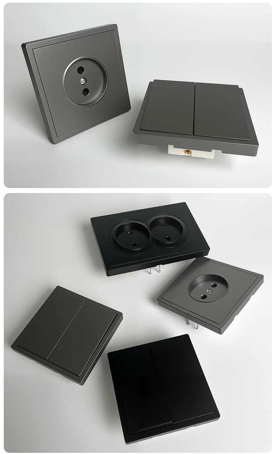 80 mm Typ Rahmen Steckdose 1/2-Wege-Wandknopfschalter USB Typ-C-Anschlüsse Steckdose EU-Standard für Deutschland DIY Teil freie Kombination.