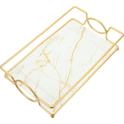 Bathroom Bathroom Trays with Iron Frame Perfume Tray for Dresser Bathroom Countertop Tray Makeup Organizer Cosmetics Storage.