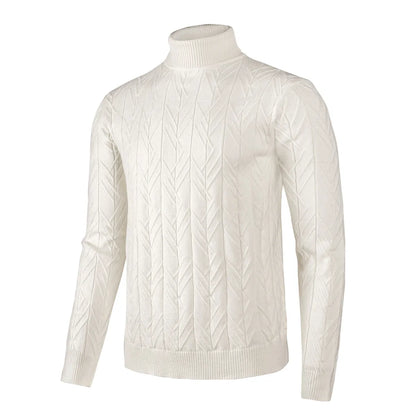 VOBOOM Men's Casual Slim Fit Basic Tops Knitted Lightweight Crewneck Twist Sweaters Turtleneck Pullover Sweater.