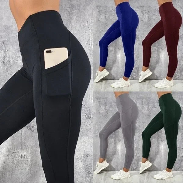 Yoga Fitness Women Leggings High Waist Tights with Pocket Gym Workout Running Stretchy Sexy Butt Liftting Casual Skinny Pants.