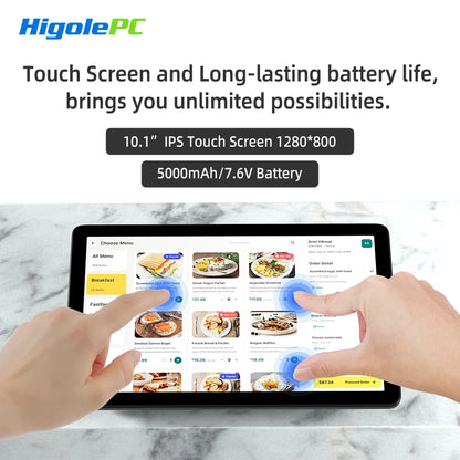 Higole F10 10.1'' Fanless Mini PC Intel N5095 Windows 11 WiFi5 8GB 128GB 5000mAh 4K RS-232 RJ45 Laptop Desktop PC Mini Computer.