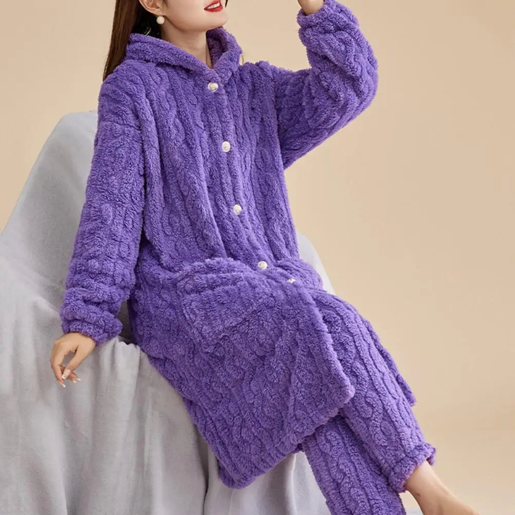 Korallen Samt Frauen Pyjama Set Verdicken Samt Rippen Fleece Set Pullover Hosen Frauen Pyjama Sets 2024, Homewear Frauen Nachtwäsche.