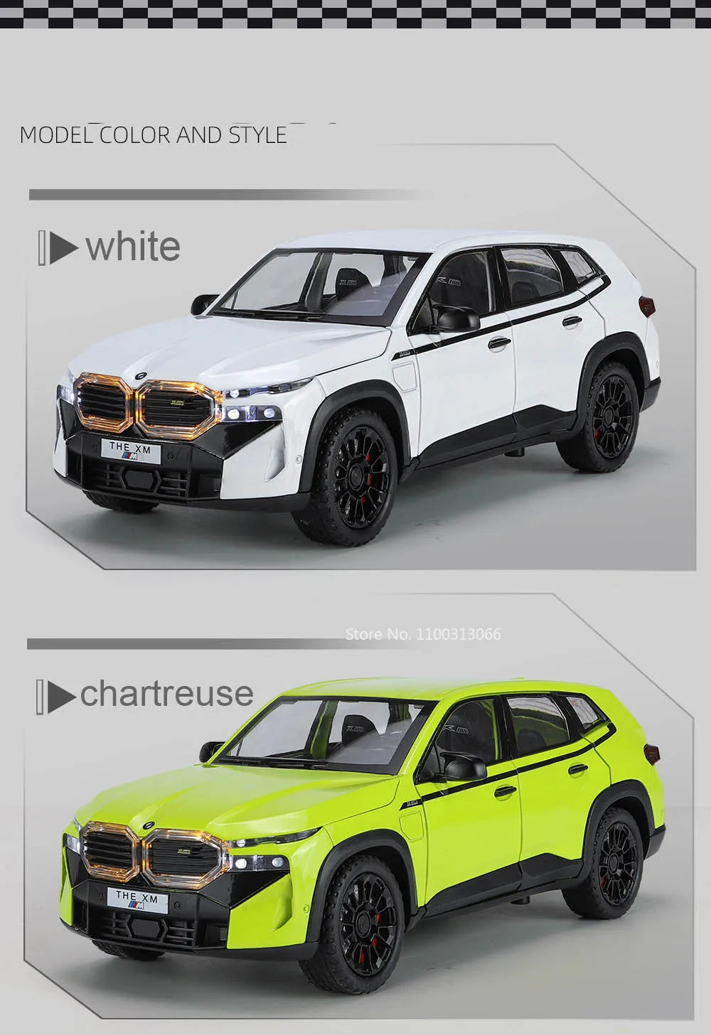 1/24 The XM Alloy Car Models Toy Diecasts Off-road Vehicles with Light Sound Pull Back Function SUV Car Toys for Kids Boys Gifts.