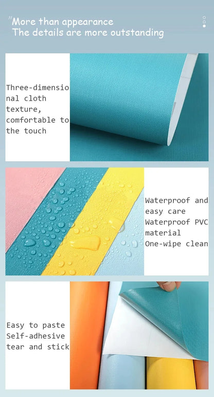 Macaron-Tapete, selbstklebende Aufkleber für Schlafzimmer, Schlafsaal, Renovierung, wasserdichte und schimmelresistente Hintergrund-Wandaufkleber