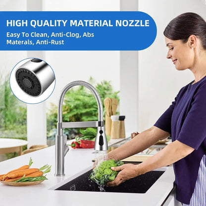 Kitchen Pull Out Faucet Sprayer Nozzle Universal 360° Rotation Faucet Extender 3 Modes Durable Water Saving Shower Spray Head