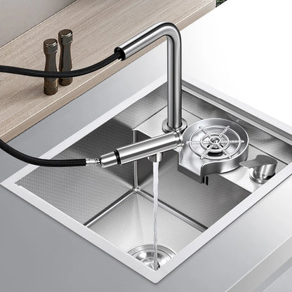 SUS 304 Island Hidden Kitchen Sink Rice Grain Embossing Prevent Scratches Handmade Bar Counter kitchen Sink With Cup Rinser