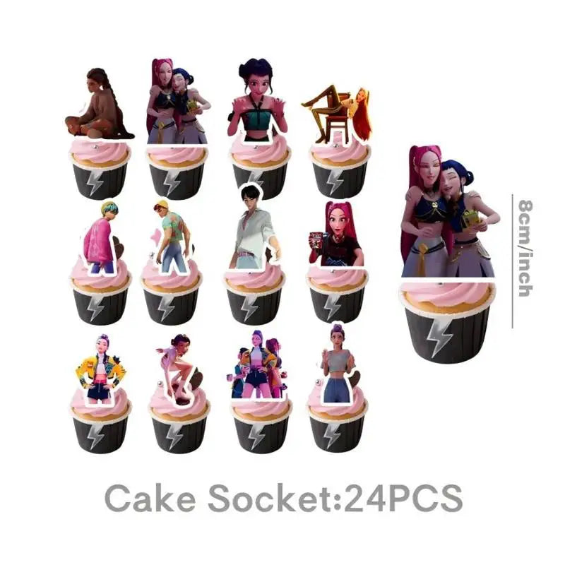 Neue Kpop Dämon Hunter Geburtstag Party Dekoration Geschirr Set Mädchen Luftballons Kuchen Topper Hintergrund Taschen Kinder Party Favor Supplies