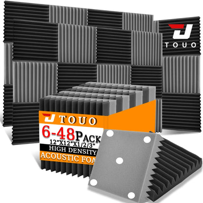 TOUO Sound-Absorbing Foam 6-48 Pcs Acoustic Foam Panels Wall Soundproofing Studio Acoustic Treatment Sound Absorbing Material