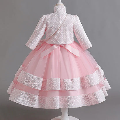 Neues Mädchenkleid, zweiteiliges Set, 3–10 Jahre alt, wunderschönes Weihnachts-Performance-Kleid, Herbst-Party-Abschlussballkleid für Mädchen.