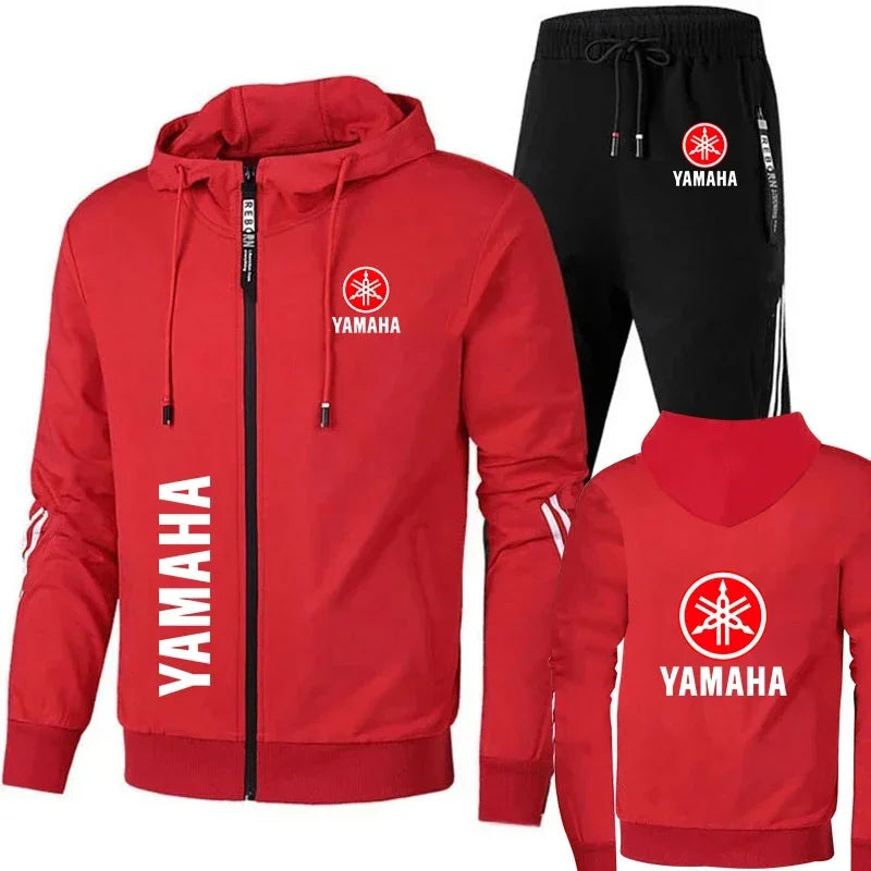 Yamaha Motorcycle Racing Tracksuit Men's Clothing Yamaha Logo Print Zip Sweatshirt&Pant Men Sets Bike Jacket Men Sportswear Suit.