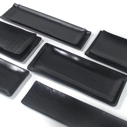 Black Melamine Plate Plastic Barbecue Dish Commercial Cutlery Kitchen Dinner Plates Not Easily Broken Tableware Accessories.