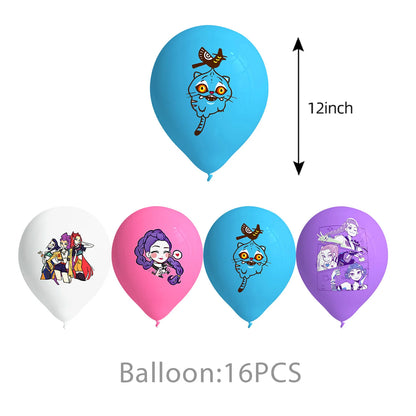 Kpop Demon Hunter Geburtstag Party Dekoration Geschirr Thema für Mädchen Event liefert Kuchen Topper Candy Box Teller Tassen Servietten