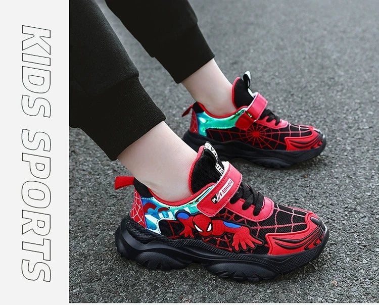 Disney Kids Sneakers Boys Tennis Shoes Comfortable Mesh Shoes Lightweight Outdoor Children's Sports Walking Black Blue Shoes.
