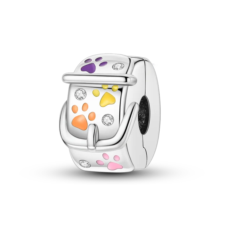 Silver Clasp 925 Sterling Silver CZ pave Clip Charms Daisy Beads Stopper Safety Chain fit Original Bangle Bracelet Jewelry Clip