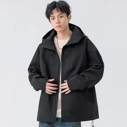 Outdoor Windbreaker Hooded Jacket Men Softshell Zip Up Windproof Waterproof Mountain Skiing Hiking Camping Jacket Autumn Coats.