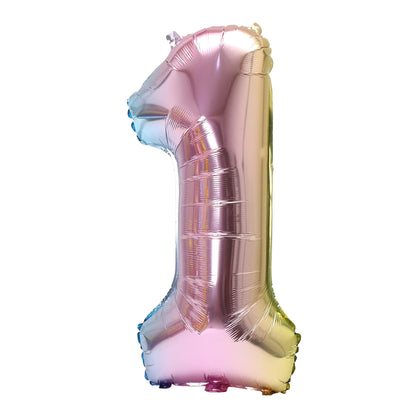 32 Zoll Regenbogen-Farbverlaufs-Zahlen-Folienballon 1-9 für Kindergeburtstag, Party-Dekoration, Babyparty, Brautparty, weitere Optionen verfügbar