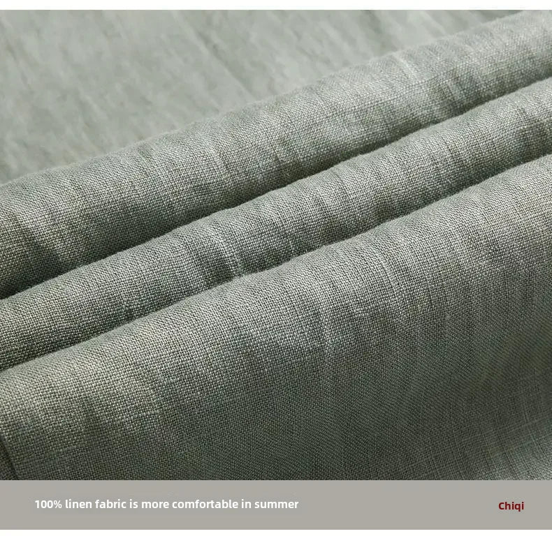 Casual Men's Linen Pants Loose Fit Cotton Linen 3/4 Length Pants Chinese Style Men's Material.
