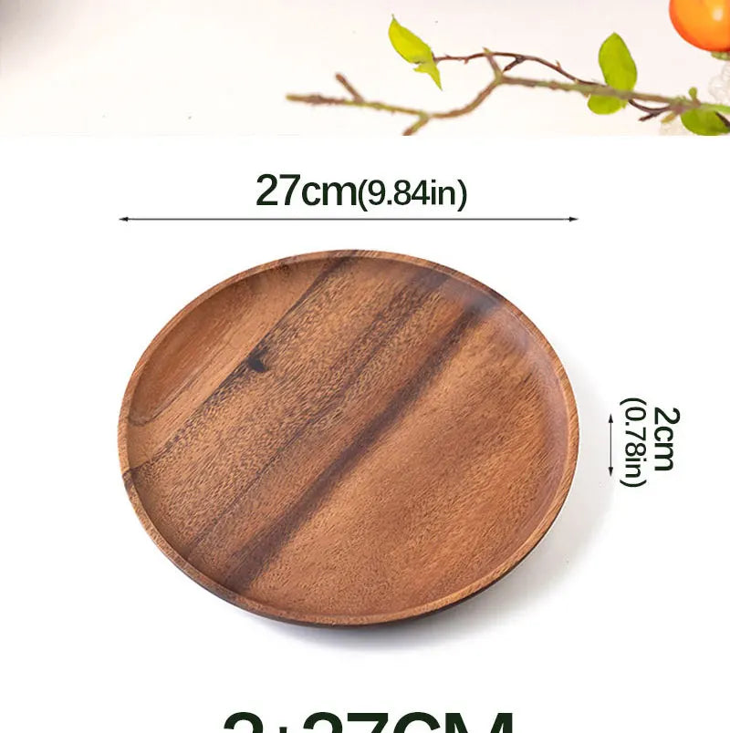 Natural Wood Hand-made Dinner PlatesUnbreakable Plate Sushi Dessert Fruit Bread Snack Tray Kitchen Bar Tableware Home Decoration.