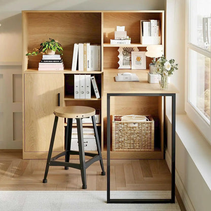 Computertisch Bücherregal-Tisch Schranktisch Arbeitstisch Schrank Schreibtisch Naturfarbe 120 cm (ohne Hocker)