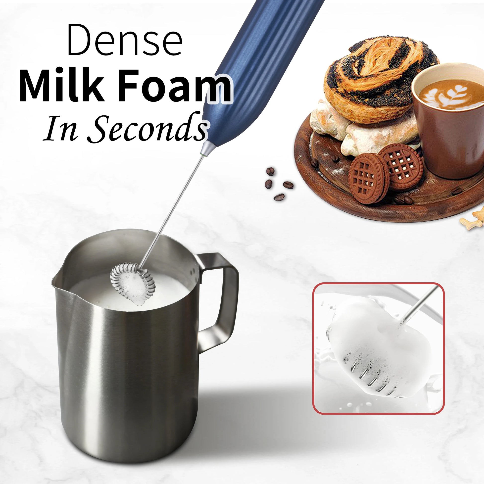 Household Kitchen Portable Mini Handheld SUS304 Mixing Head Electric Food Blender Drink Mixer Coffee Milk Frother With Stand.