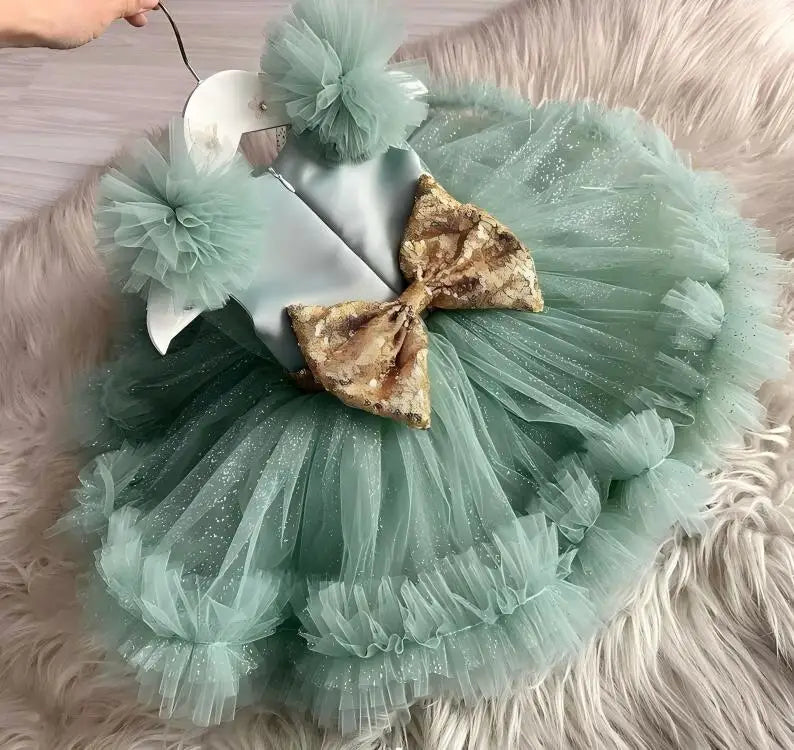 Luxuriöse Kinderkleidung, Babykleid zum ersten Geburtstag, Blumenkind-Hochzeitskleid, Mädchen-Karnevals-Performance-Kleidung.