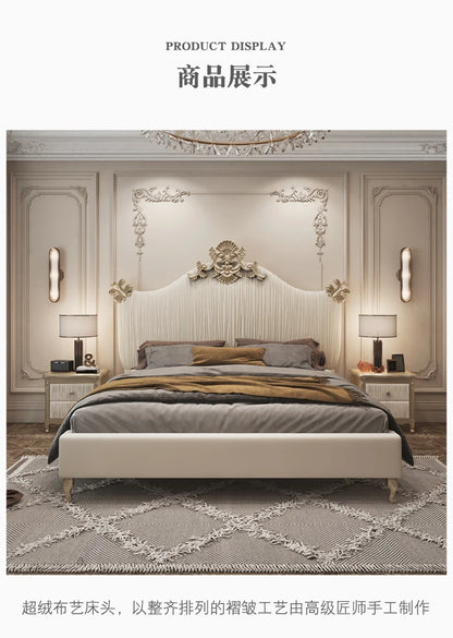 Klassisches europäisches Bett, Doppelbett, King-Size-Bett, Kopfteil, hochwertiges Bett, Twin, kreieren Sie das Hauptschlafzimmer, Cama De Casal, Wohnmöbel