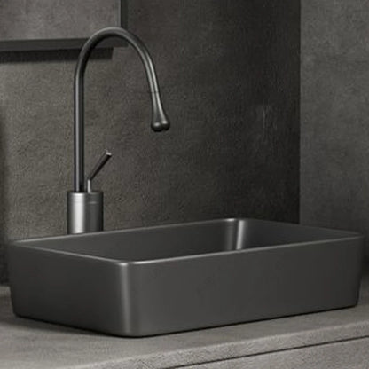 Rechteckiges silbergraues Porzellan-Keramikgefäßwaschbecken über der Theke, Toilette, Badezimmer-Schminktisch, Waschbecken, glasiertes weißes Waschbecken