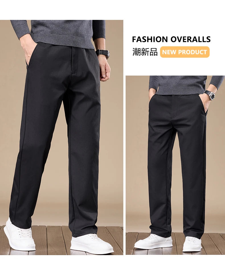 Men's Slim-Fit Straight-Leg Casual Trousers for Young and Middle-Aged Men - New Autumn Collection.