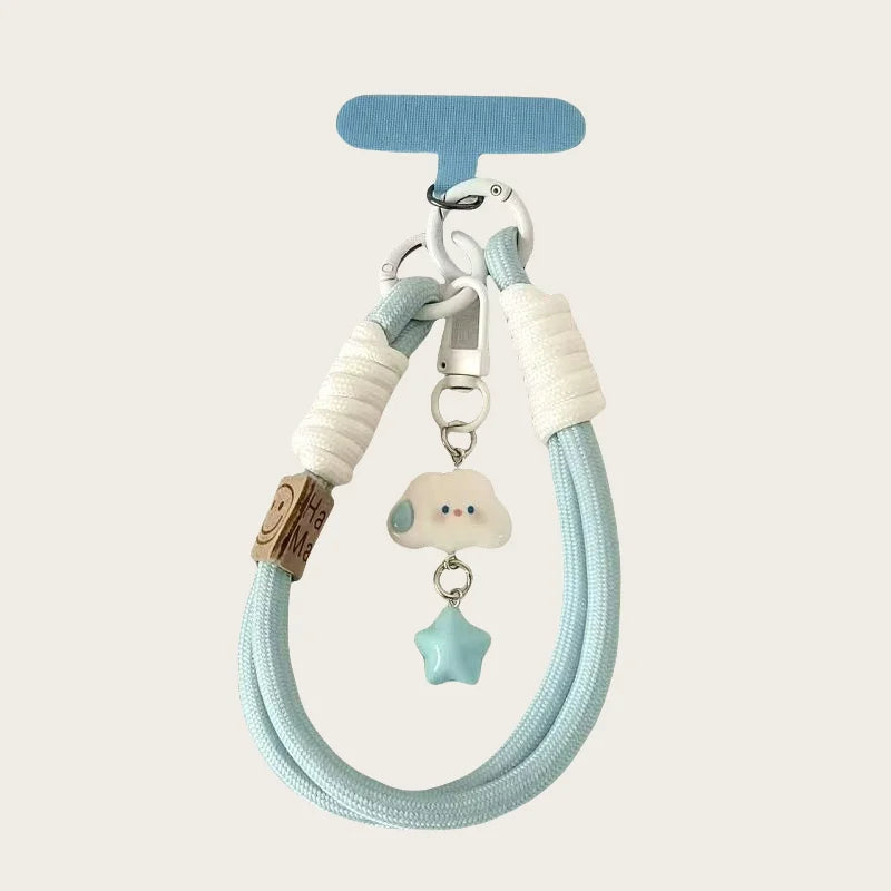 Kawaii Cloud Star Lanyard Short Wrist Strap Cute Phone Accessory for Mobile Camera.