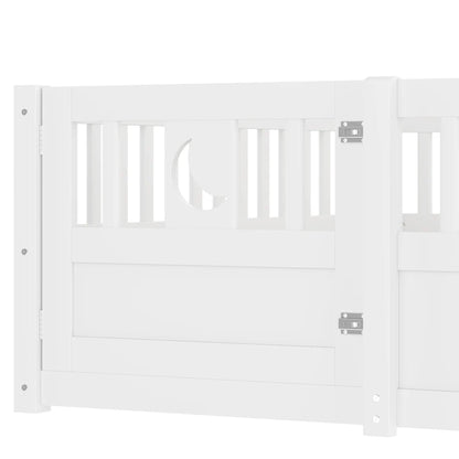 Panelbett 140 x 190 cm großes Kinderbett mit Gitter, Stern- und Monddekoration, ohne Gitter (ohne Matratze), minimalistischer Stil