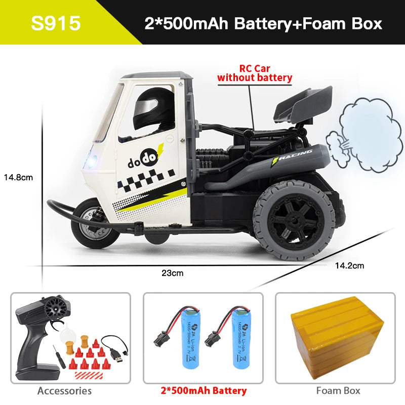 ZWN S810 Three Wheels RC Car With Lights Spray 2.4G Remote Control Electric High Speed Emulation Motorcycles Toys For Kids
