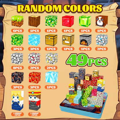 Magnetic Blocks Travel Magnet Cube Magnetic Building Blocks Toys with Portable Iron Box STEM Educational Magnet Toys for Kids