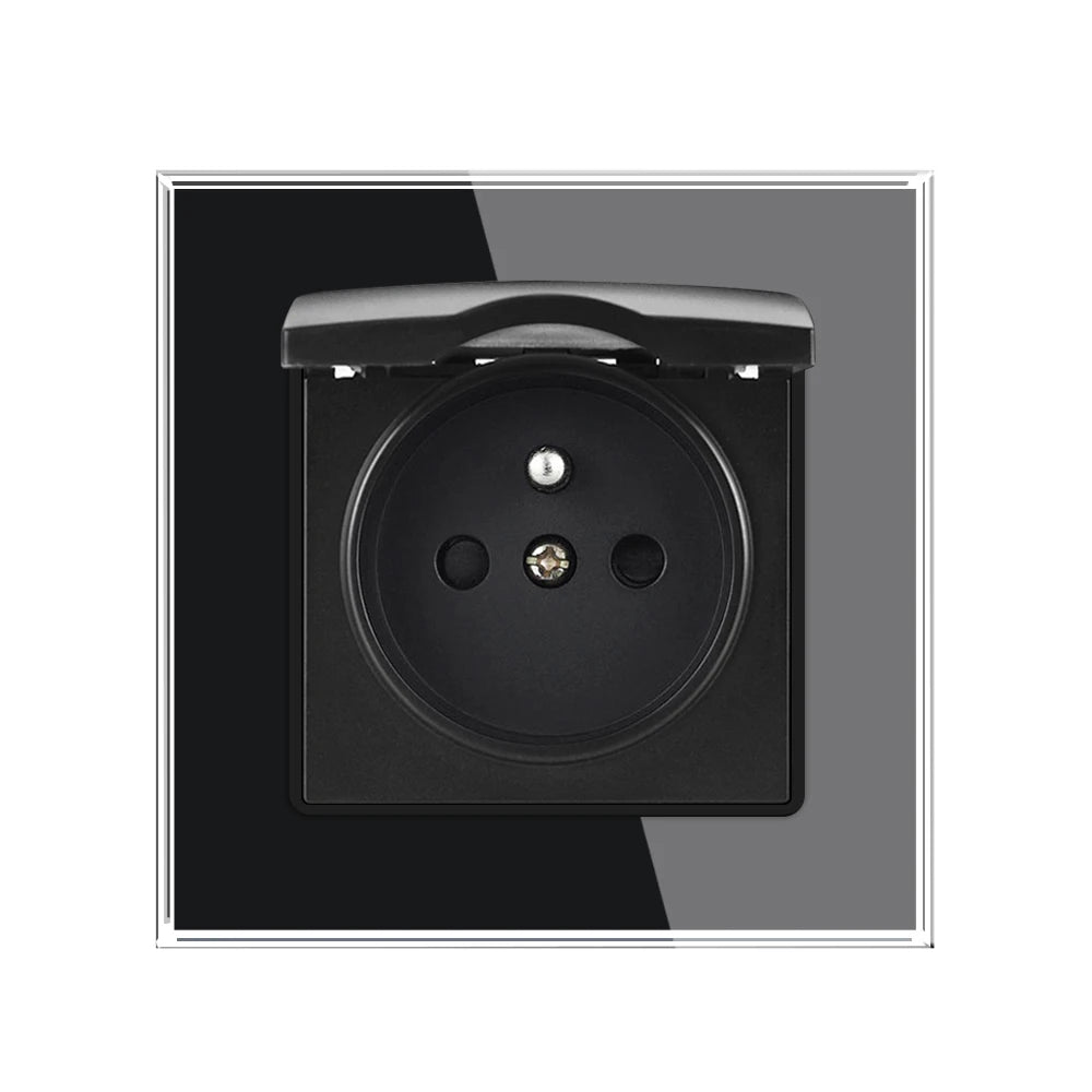 SRAN Französische USB-Wandsteckdose 5 V 2,1 A, Kristall-Hartglasscheibe 16 A 220 V 82 x 82 mm Steckdose Frankreich-Standard mit Abdeckung.