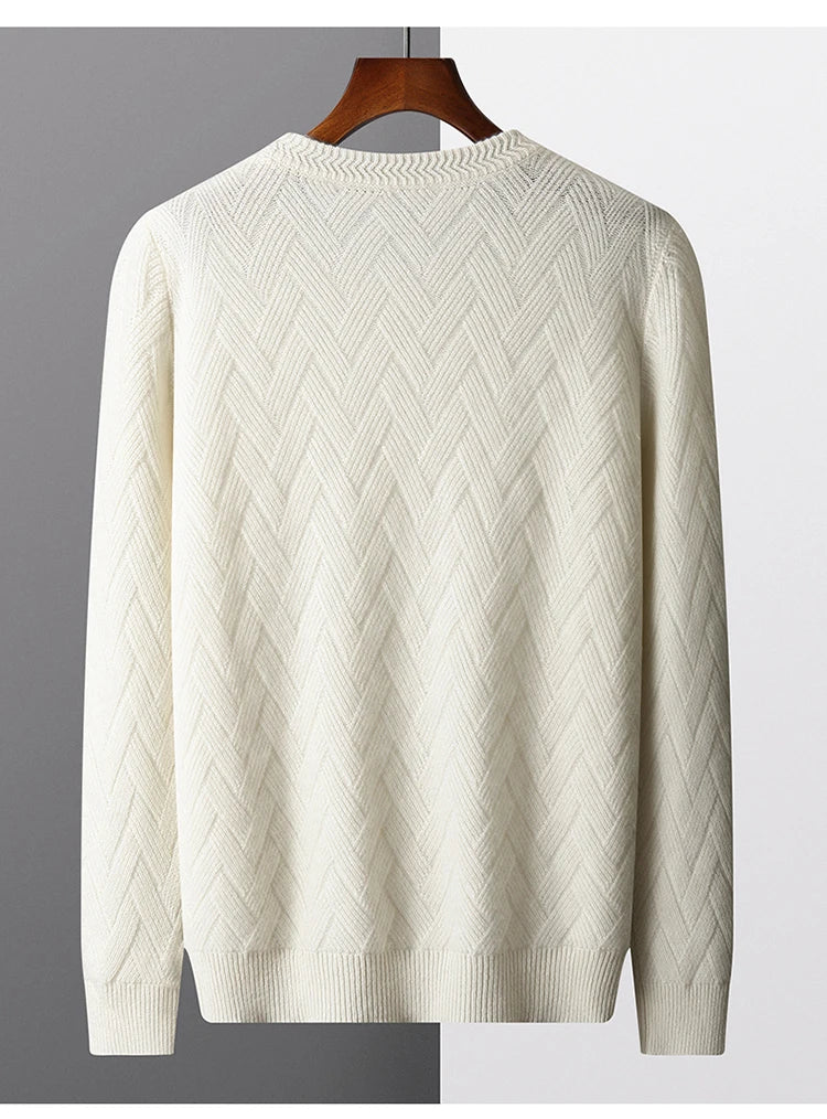 LHZSYY Men' New 100%Cashmere Sweater Winter O-Neck Mat Pullovers Long Sleeve Loose Plus Size Base Shirt Thicken Casual Knit Tops.