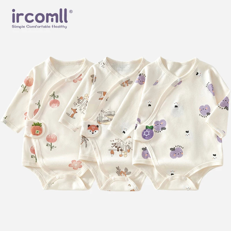 Ircomll 2-teiliger Frühlings- und Herbst-Body für Neugeborene, Baumwolle, langärmelig, Kleidung, Säuglingskleidung, Pyjama, Overalls für Mädchen und Jungen, 0–6 Monate.