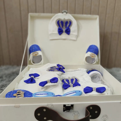 Dollbling 10pcs Welcome Home Precious Baby Boy Gift Set Gender Reveal Baby Essentials Bottles Receiving Blanket Swaddle Set.