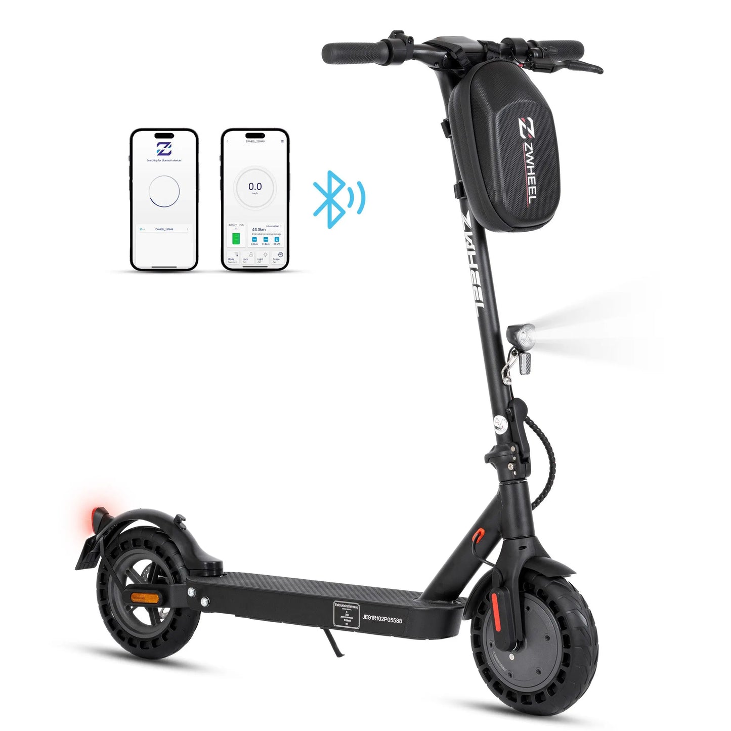 10 inch Electric Scooter 36V 10Ah 500W Escooter Adult  20-35km Range, Dual Brake, Support APP Foldable Scooter ABE 20km/h.