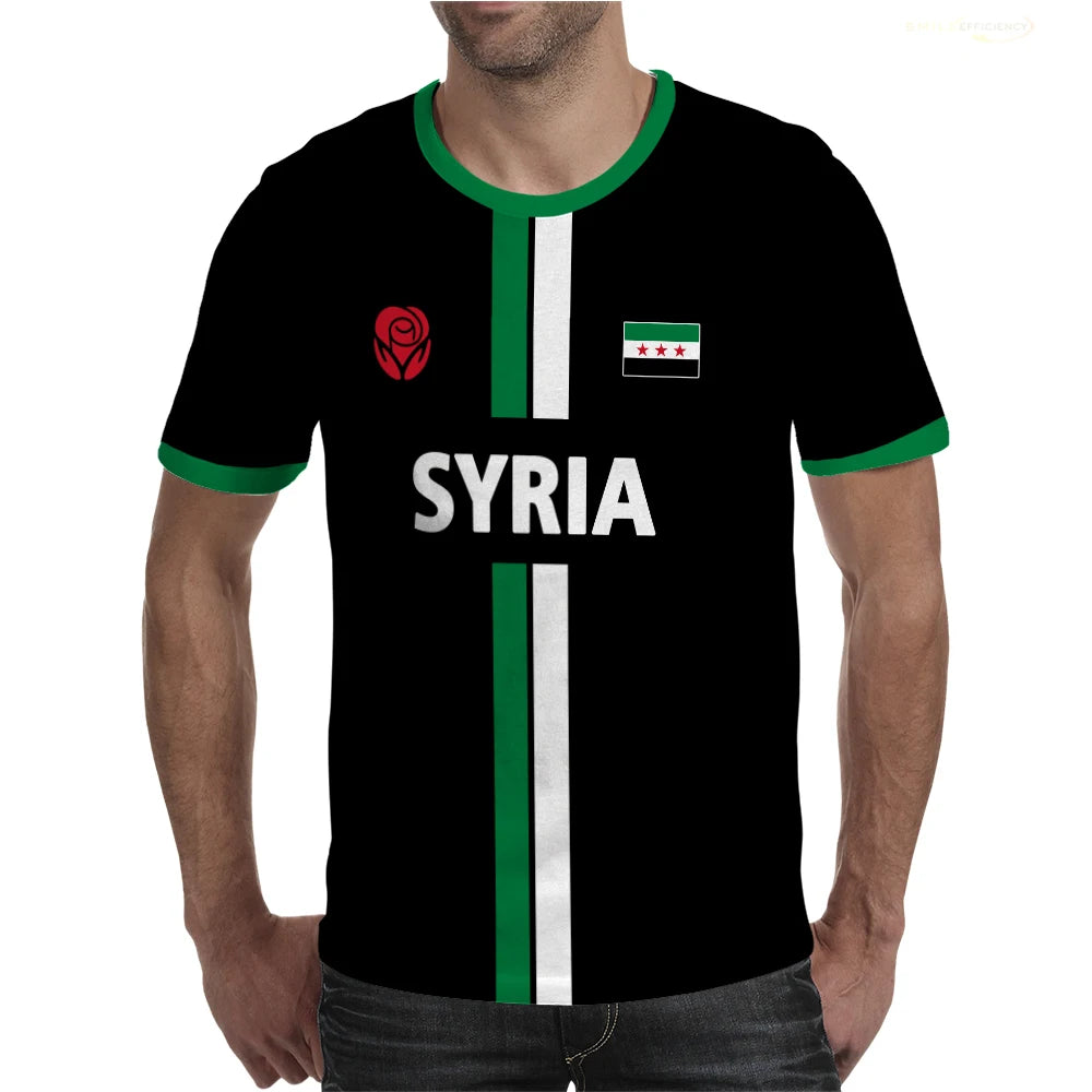 New Syria Football Jersey Men's Sports T-shirts Syrian Flag Street Oversized Tops Unisex Casual Graphic T-shirts Mens Gifts.