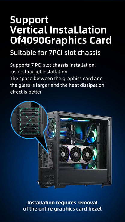 TEUCER L-Z3 GPU Vertical Mounting Bracket Kit, PCIe 4.0 X16 Riser Cable 200mm, Graphics Card Steering Mounting Bracket.