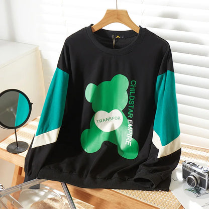 150Kg Plus Größe frauen Fehlschlag 157 Frühling Lose Langarm Rundhals Gedruckt Casual Sweatshirt 6XL 7XL 8XL 9XL 10XL 3-Farben