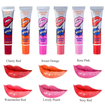 Magic 6 Colors Peel Liquid Lipstick Waterproof Lasting No Fading Lip Ink Tear Lip Gloss Tattoo Dyed Lip Glaze Lips Cosmetics.