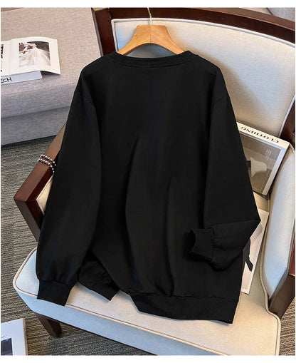 170 kg Plus Größe Damen Büste 170 Frühling Herbst Lose Langarm Druck Brief Pullover Sweatshirts 4XL 5XL 6XL 7XL 8XL 9XL