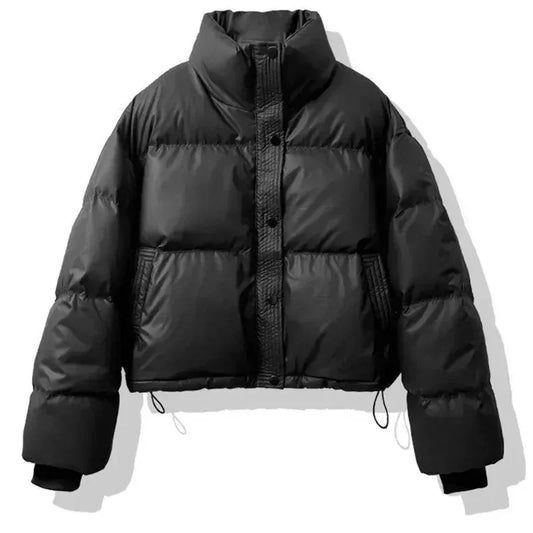 Winter Warme Dicke Parkas Frauen Neue Mode Lose Ernte Jacke Weibliche Schwarz Baumwolle Gepolsterte PU Leder Elegante Zipper Mantel Y2K Tops.