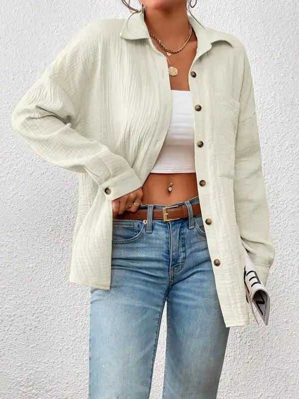 Summer 100% Cotton Women Shirts Casual Turn Down Collar Shirt Top Long Sleeve Top Office Lady Elegant Blouses for Women Blusas.
