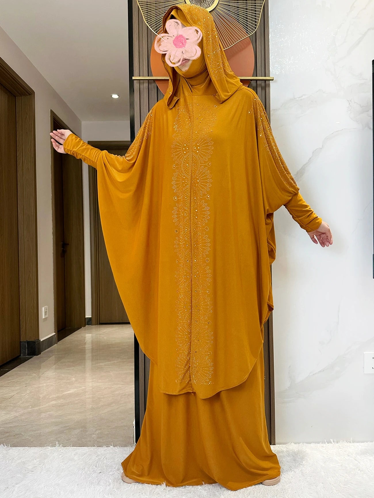 New Two Piece Set Solid Jilbab Prayer Muslim Abaya Set Women Prayer Garment Dress Hijab Long Khimar Skirt Sets Islamic Ramadan.