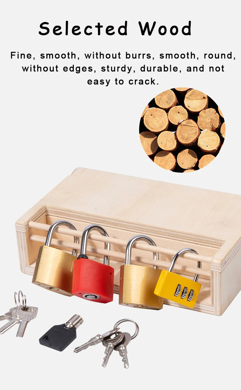 Montessori Unlocking Toys Learning Locks With Keys Children Educational Game Fine Motor Training Sensory Materials Teaching Aids.