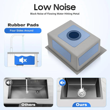 45 x 40 cm schwarzes Nano-Waschbecken, Einzelwaschbecken, kreatives Küchenspülen-Set aus Edelstahl, großes Fassungsvermögen, Wohnaccessoires